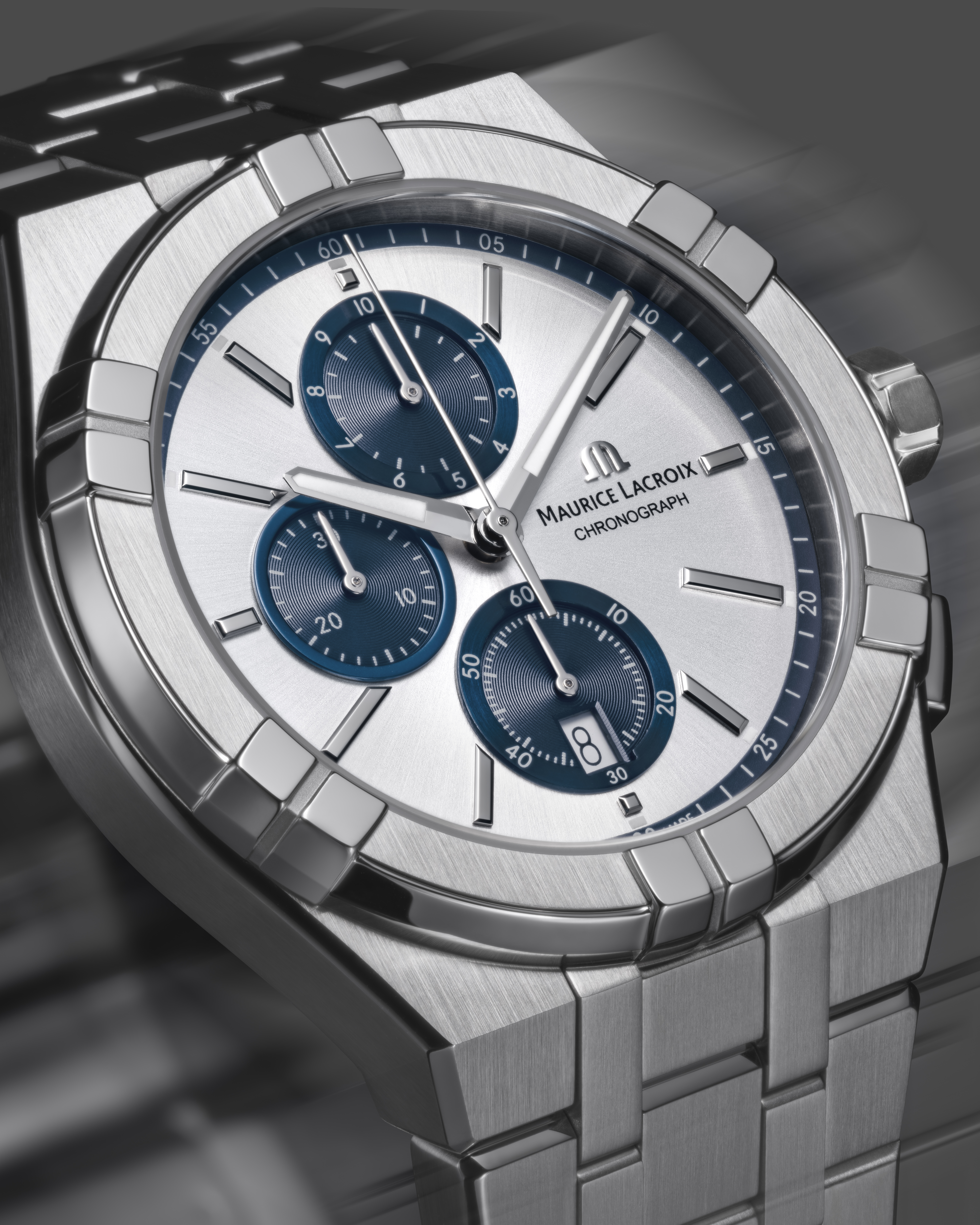 MAURICE LACROIX AIKON QUARTZ  швейцарские часы, кварцевый механизм, сталь, 42 мм