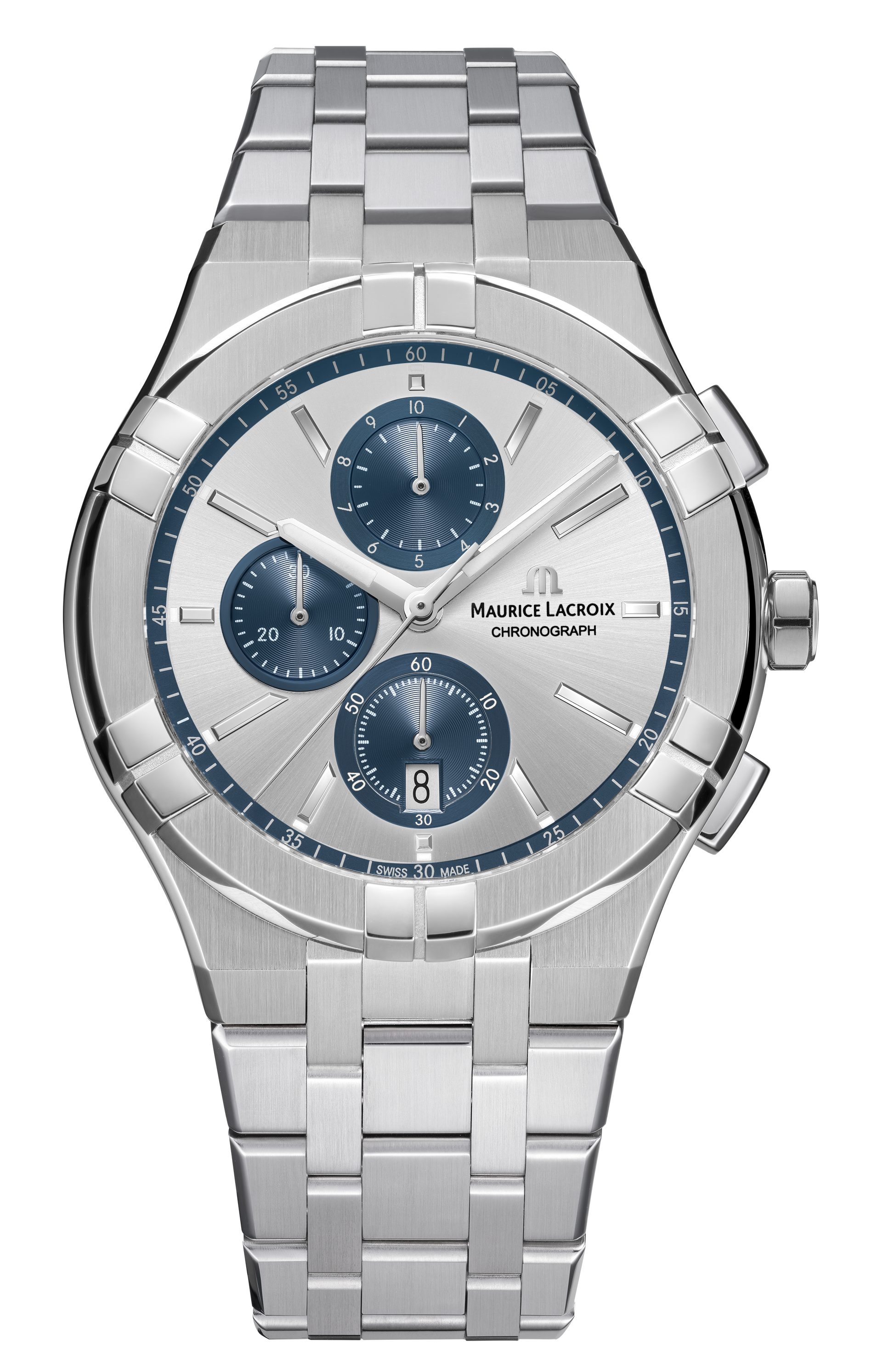 MAURICE LACROIX AIKON QUARTZ  швейцарские часы, кварцевый механизм, сталь, 42 мм