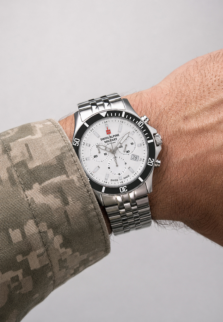 SWISS ALPINE MILITARY  Мужские швейцарские часы, кварцевый механизм, сталь, 42 мм