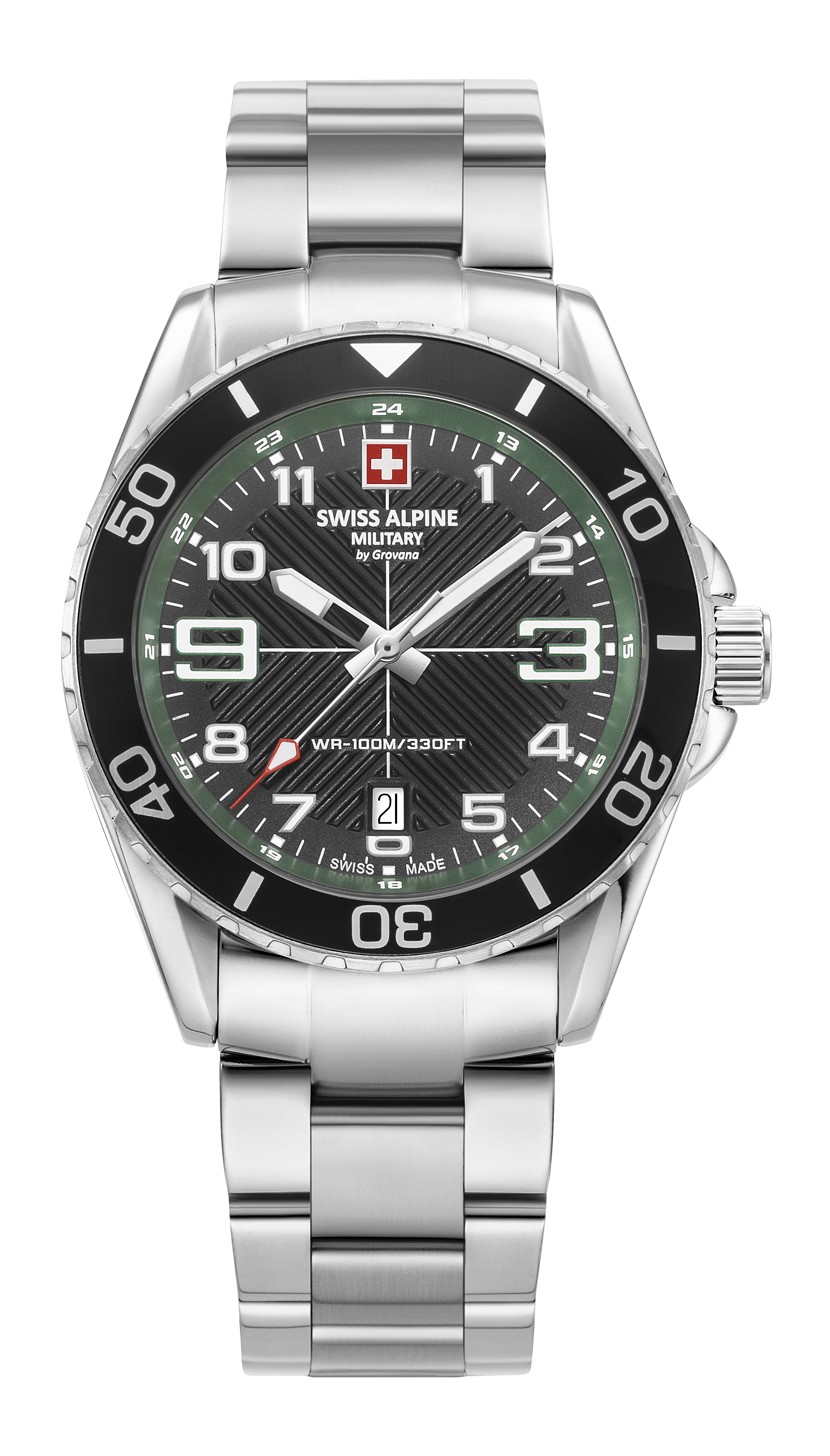 SWISS ALPINE MILITARY   швейцарские часы, кварцевый механизм, сталь, 42 мм