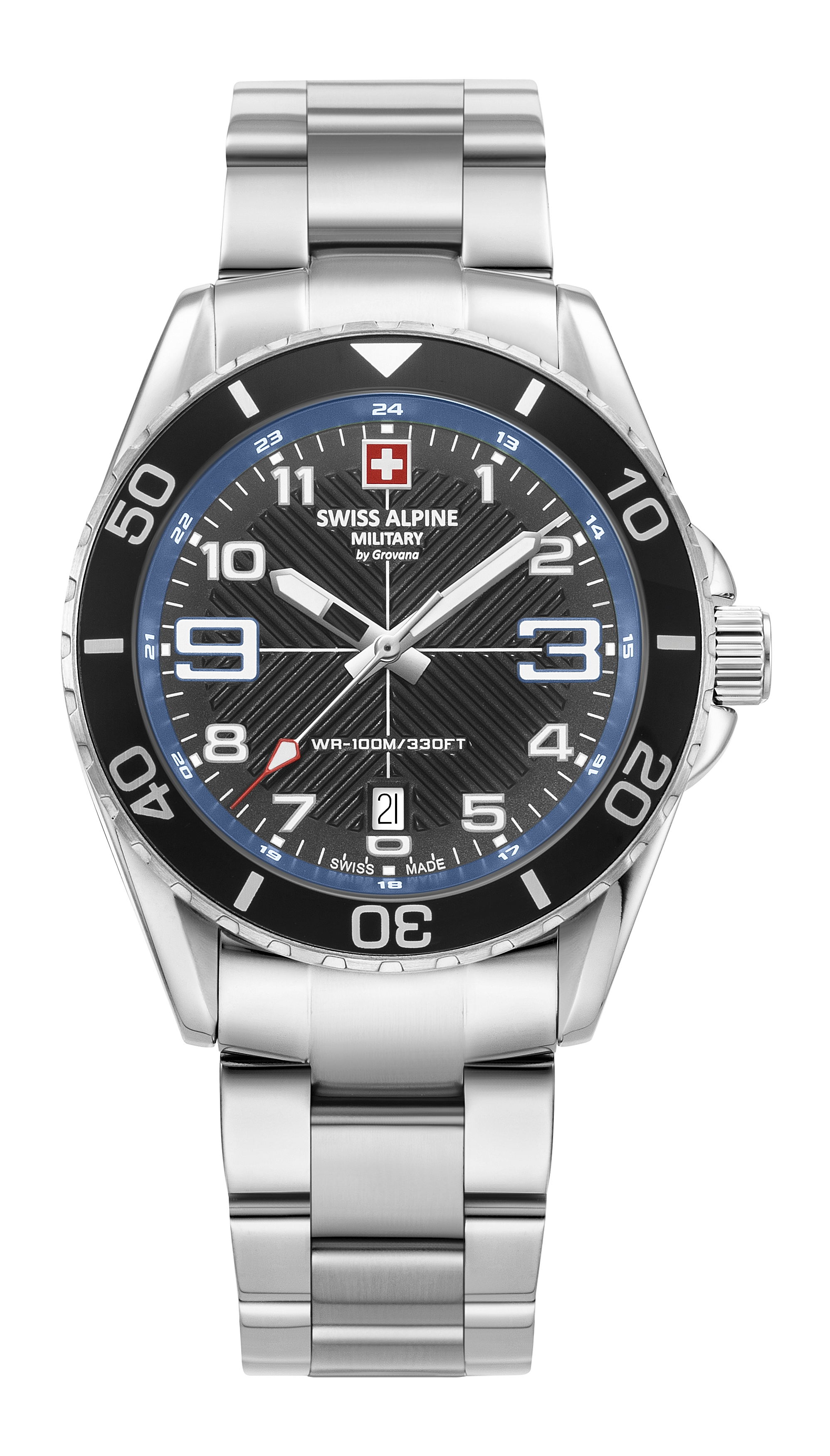 SWISS ALPINE MILITARY   швейцарские часы, кварцевый механизм, сталь, 42 мм