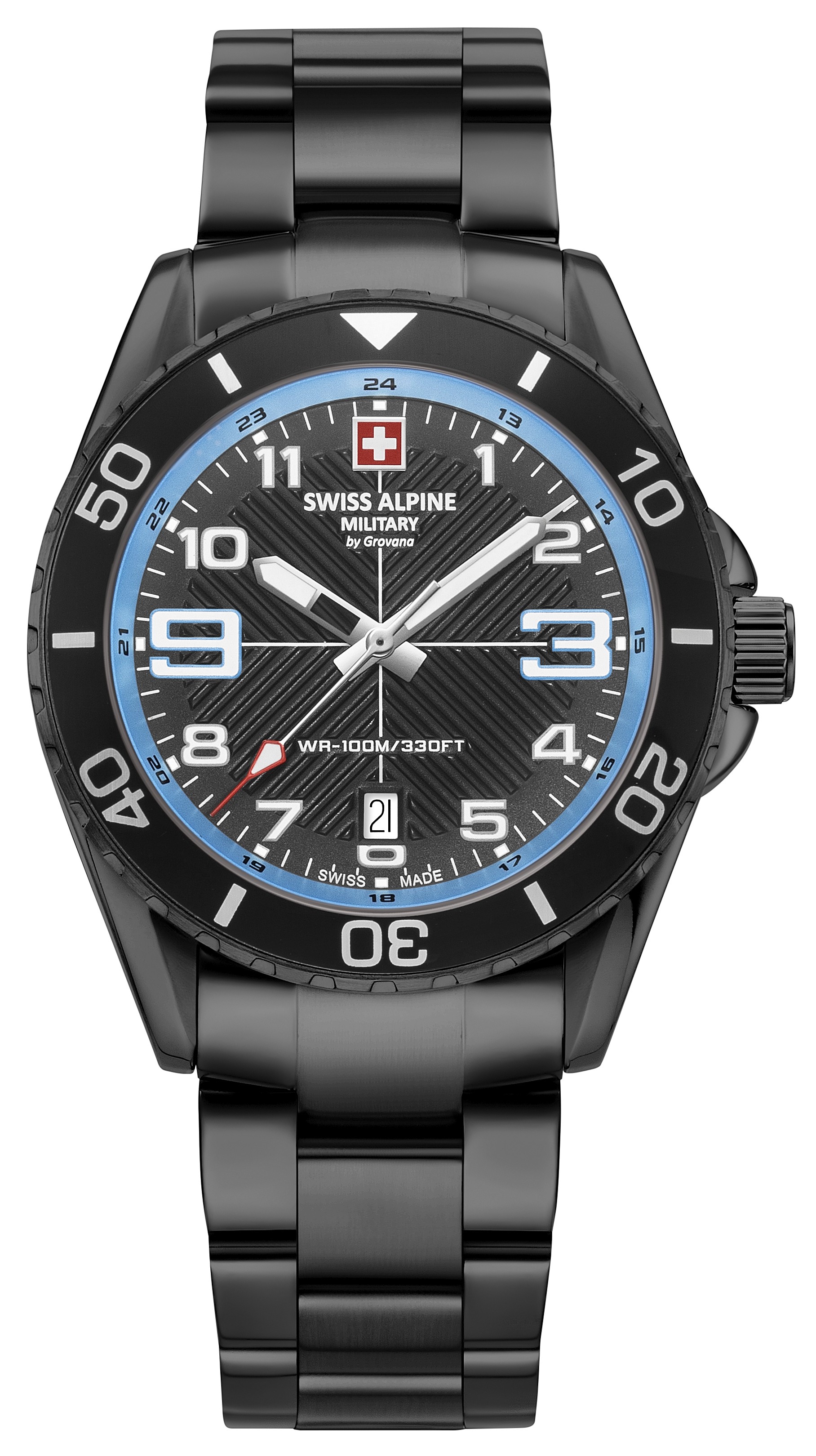 SWISS ALPINE MILITARY   швейцарские часы, кварцевый механизм, сталь, 42 мм