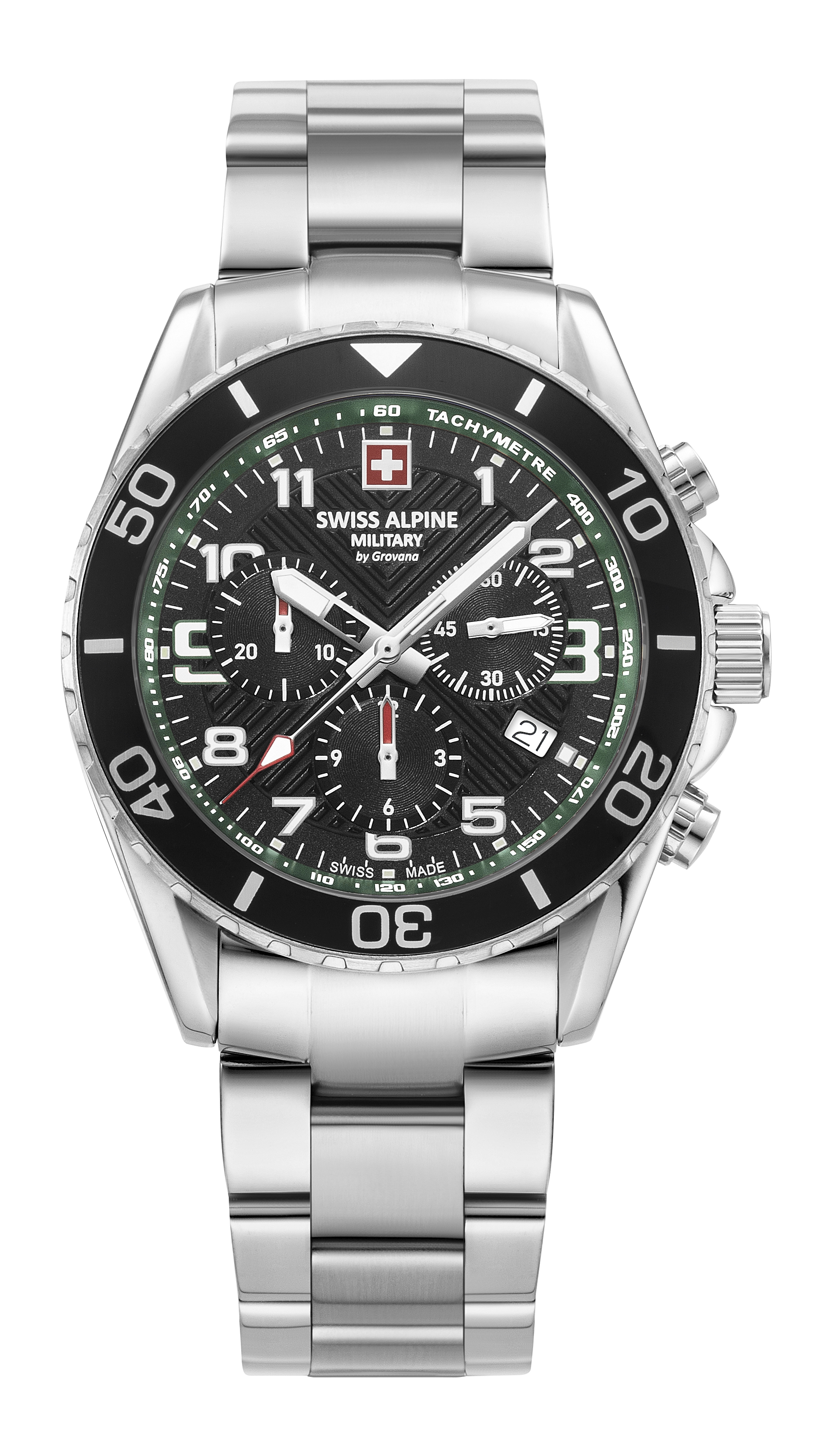 SWISS ALPINE MILITARY   швейцарские часы, кварцевый механизм, сталь, 42 мм