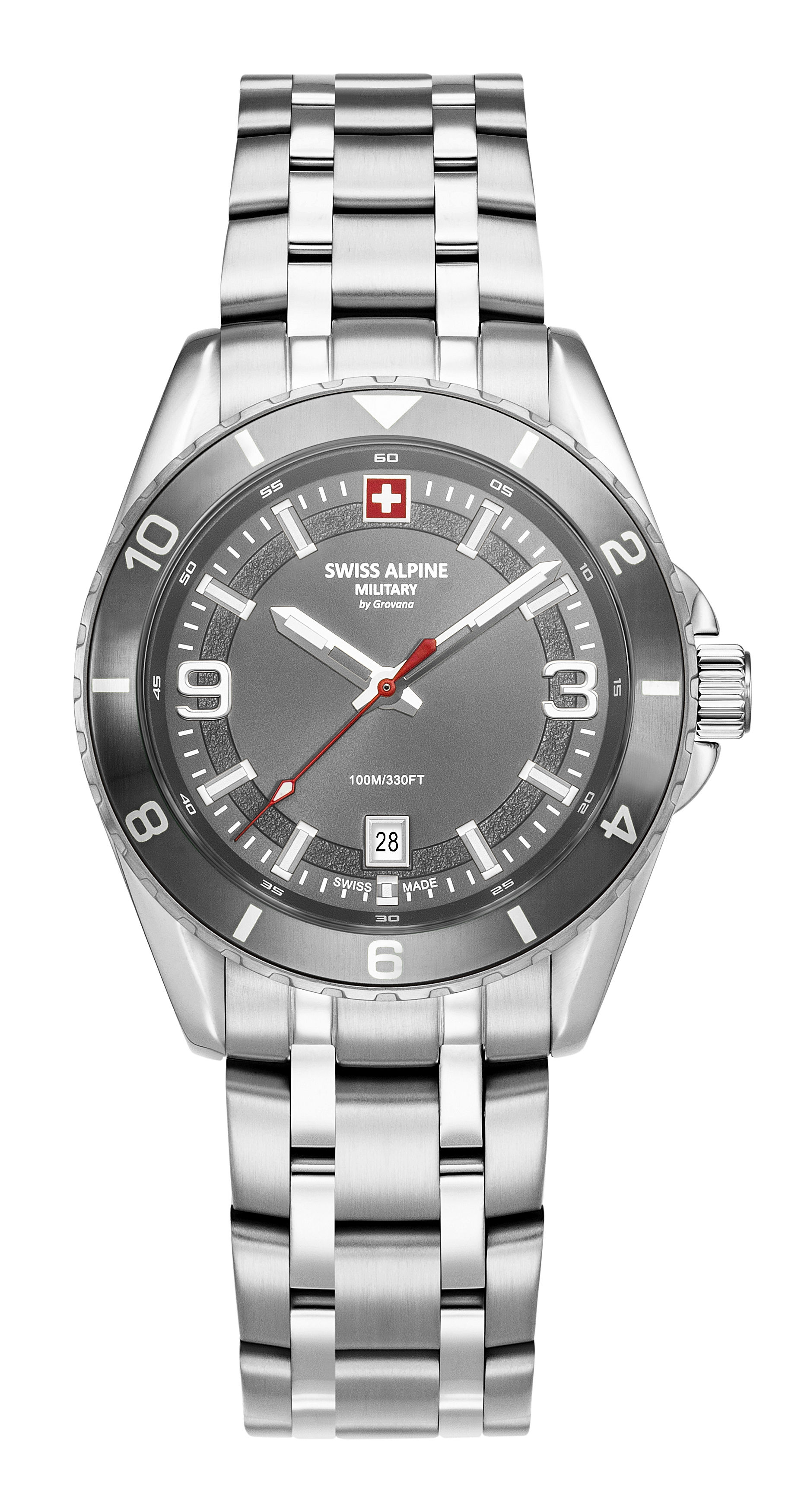 SWISS ALPINE MILITARY  Мужские швейцарские часы, кварцевый механизм, сталь, 42 мм