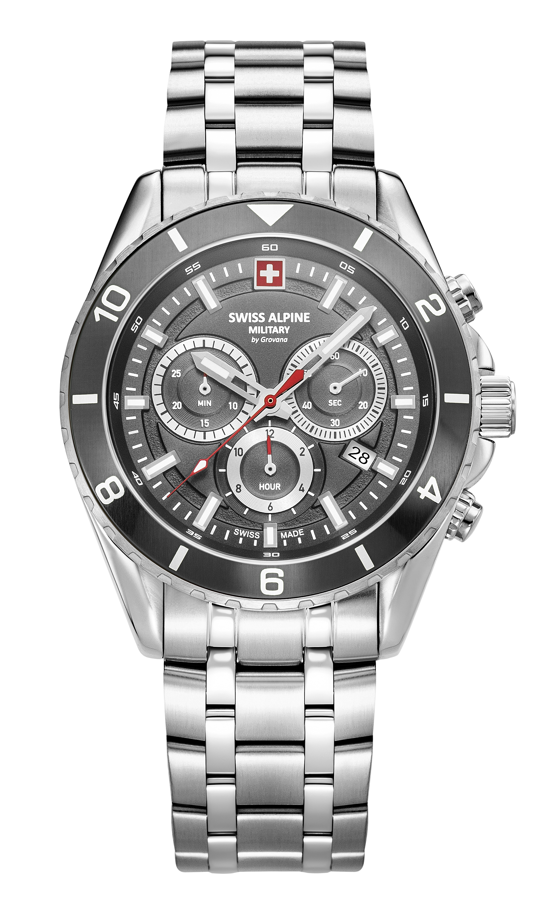 SWISS ALPINE MILITARY   Мужские швейцарские часы, кварцевый механизм, сталь, 43 мм