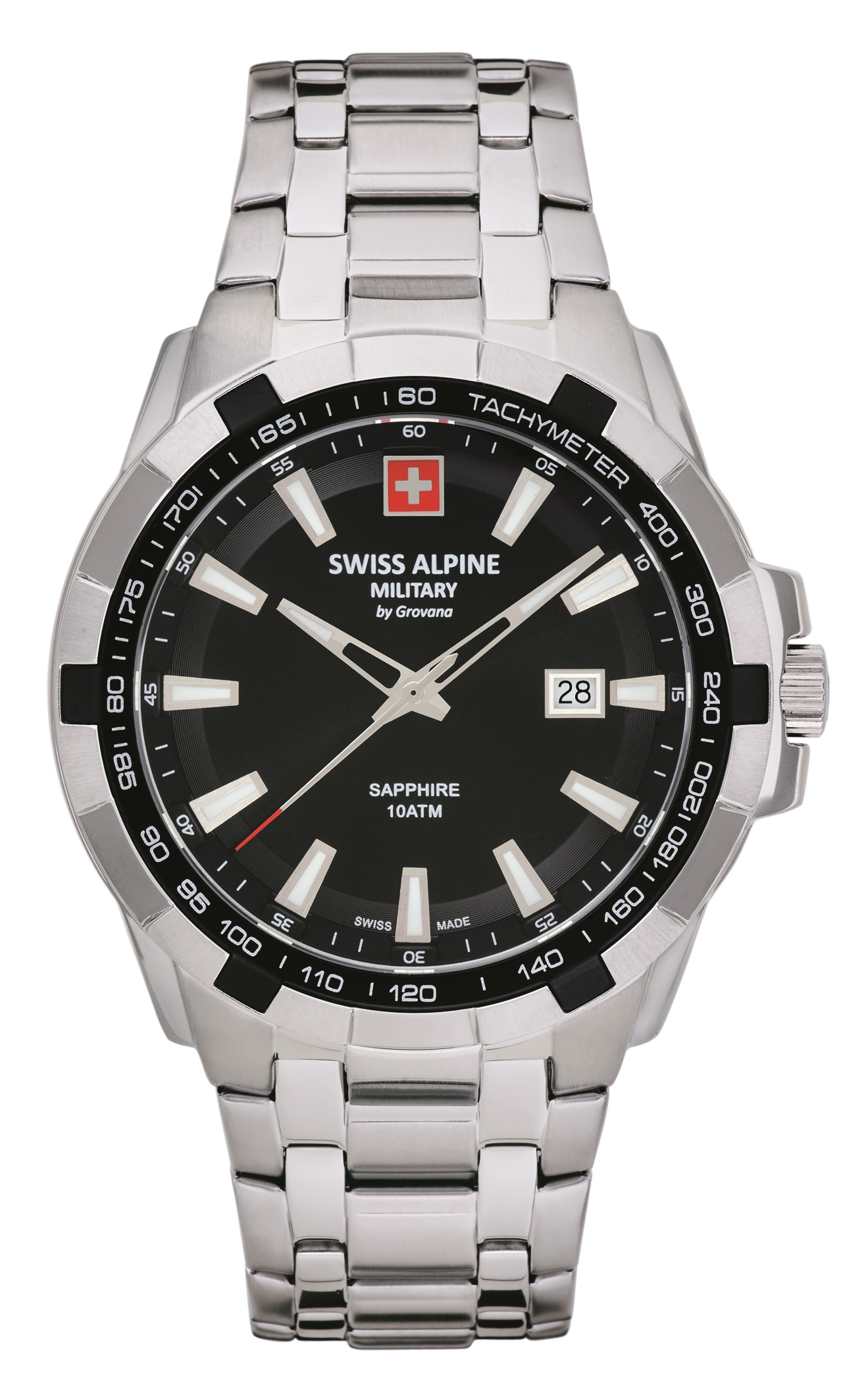 SWISS ALPINE MILITARY  Мужские швейцарские часы, кварцевый механизм, сталь, 46 мм