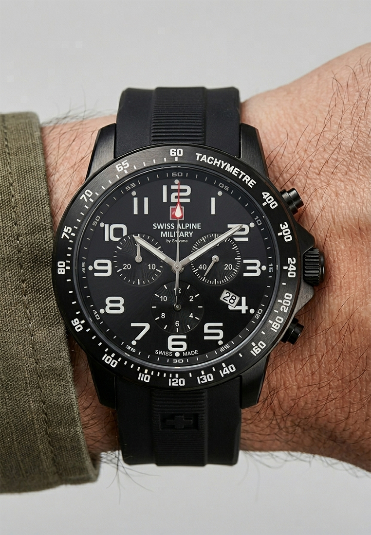 SWISS ALPINE MILITARY  Мужские швейцарские часы, кварцевый механизм, сталь с покрытием, 45 мм