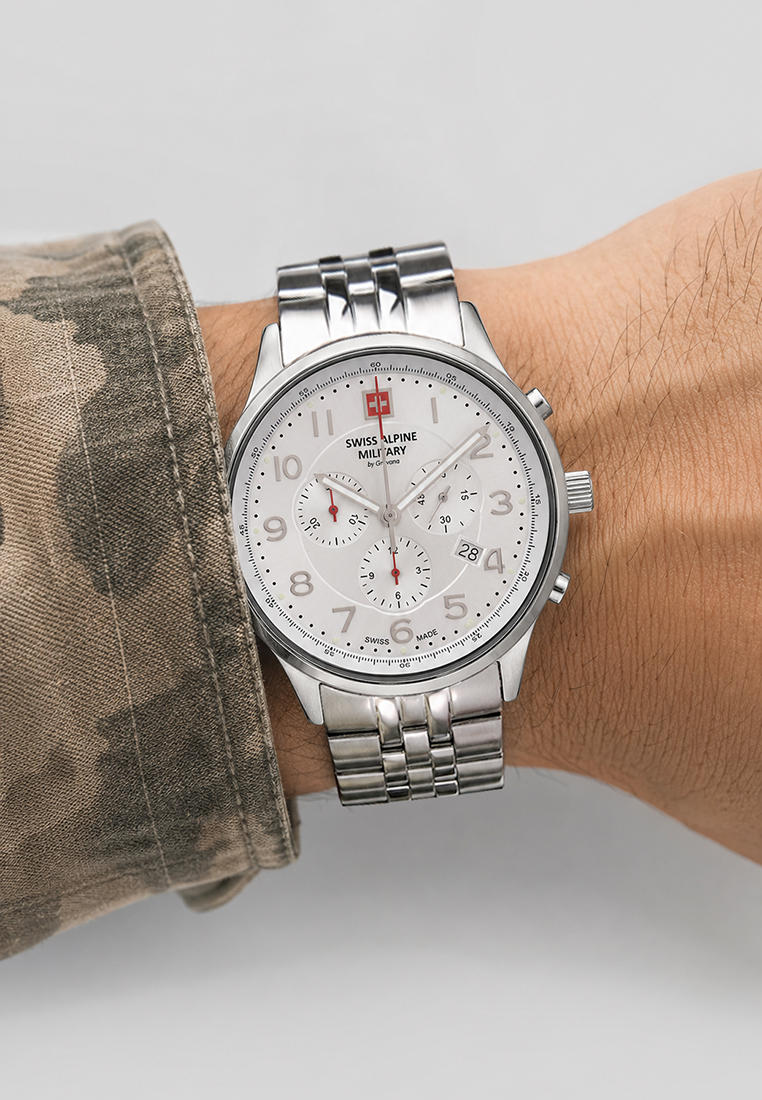 SWISS ALPINE MILITARY  Мужские швейцарские часы, кварцевый механизм, сталь, 43 мм