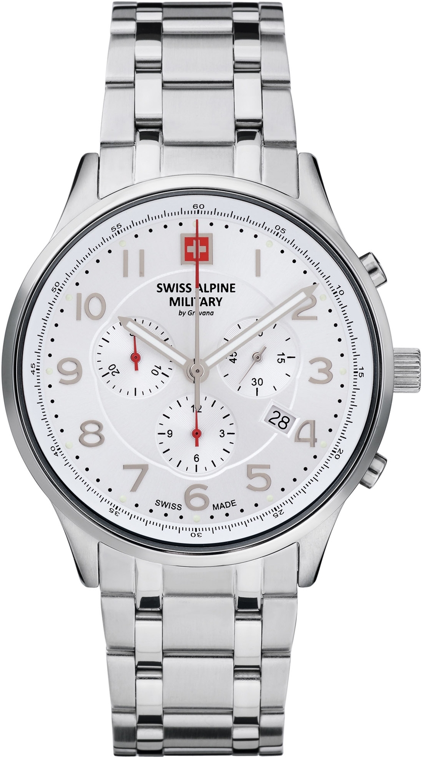 SWISS ALPINE MILITARY  Мужские швейцарские часы, кварцевый механизм, сталь, 43 мм
