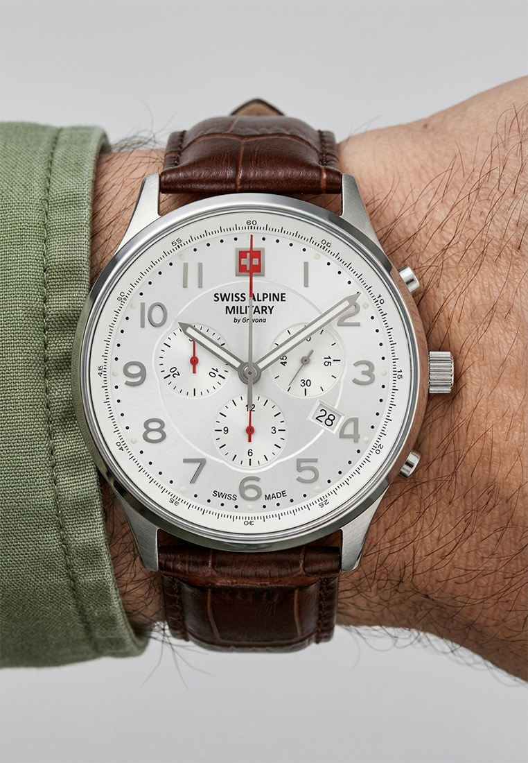 SWISS ALPINE MILITARY  Мужские швейцарские часы, кварцевый механизм, сталь, 43 мм