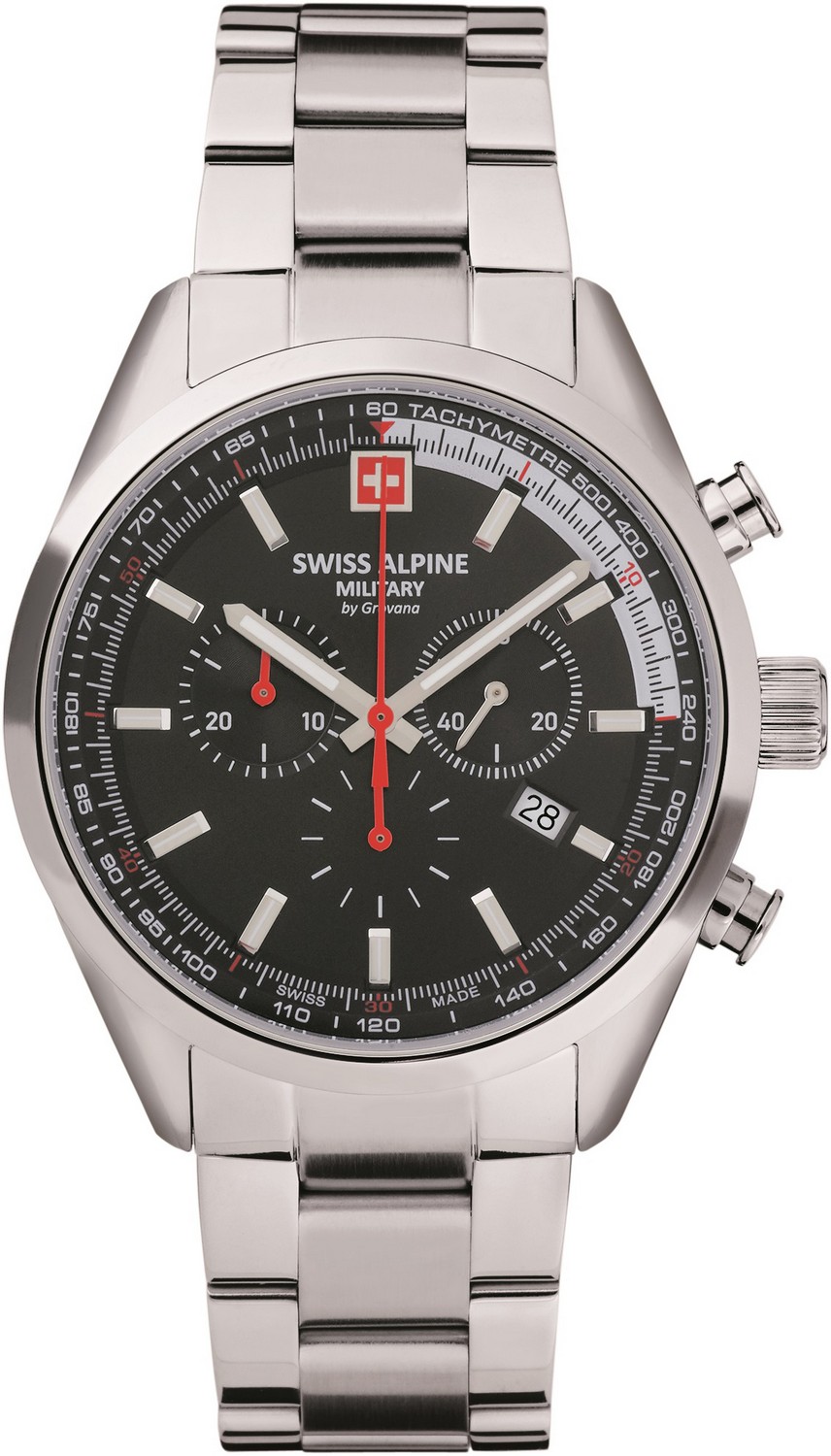 SWISS ALPINE MILITARY  Мужские швейцарские часы, кварцевый механизм, сталь, 43 мм