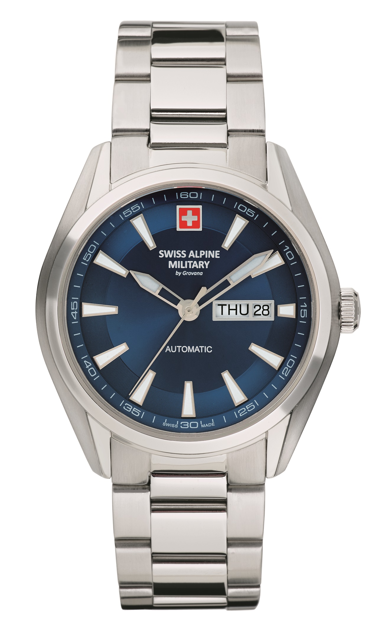 SWISS ALPINE MILITARY   швейцарские часы, автоматический механизм, сталь, 42 мм