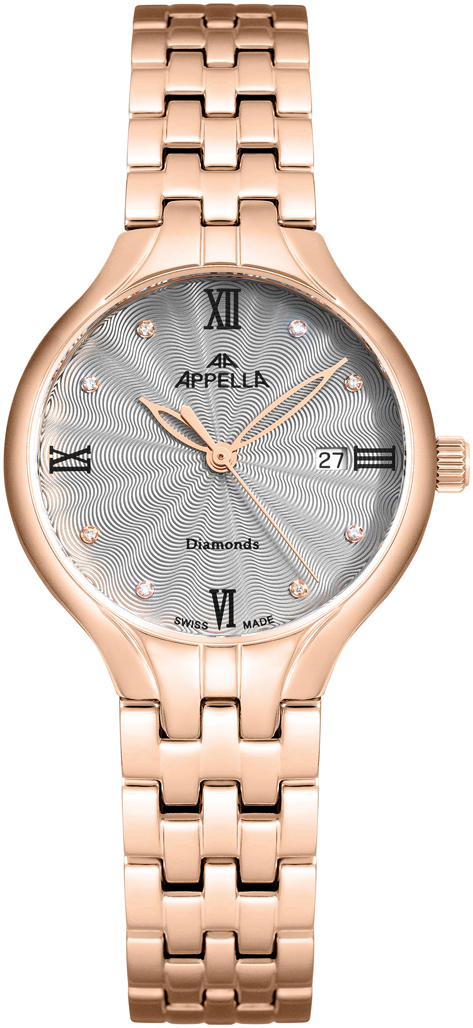 Женские часы Appella Diamond Band L50000.9187DQ Женские швейцарские часы, кварцевый механизм, сталь с покрытием, 30 мм