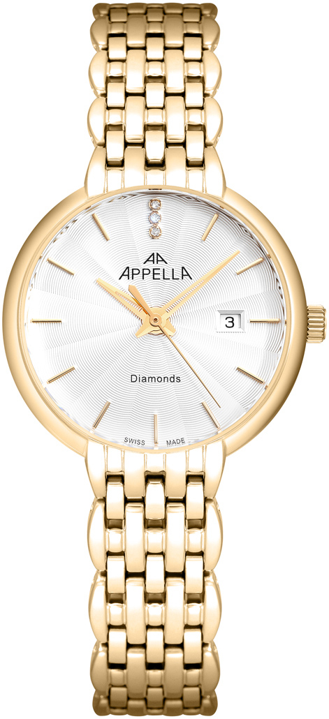 Женские часы Appella Pairs with Diamonds L32000.1113DQ Женские швейцарские часы, кварцевый механизм, сталь с покрытием, 31 мм