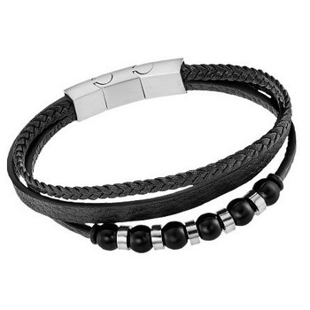 Men Basic Браслет(LS2382-2/1) Мужской кожаный браслет Lotus с вставками из стали