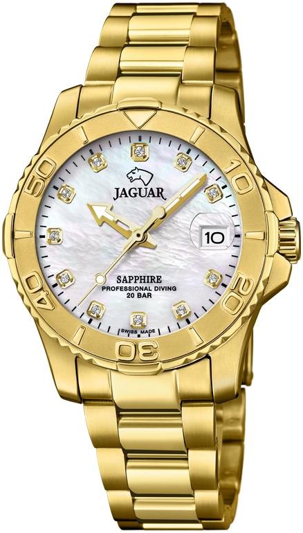 Женские часы Jaguar Couple Diver J898/1 Женские швейцарские часы, кварцевый механизм, сталь с покрытием, 35 мм