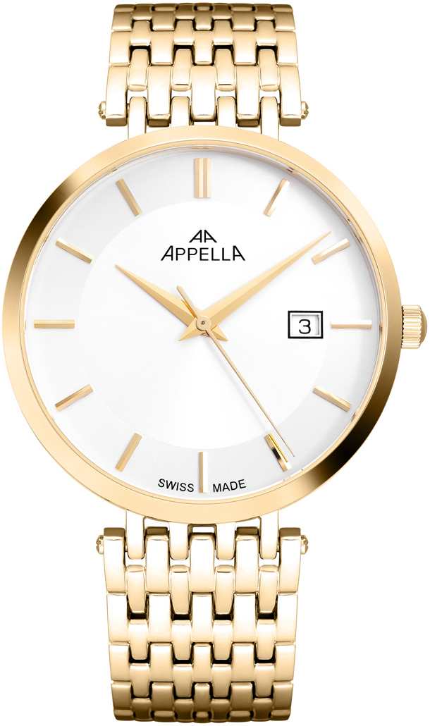 Мужские часы Appella Classic Pairs L12001.1113Q Мужские швейцарские часы, кварцевый механизм, сталь с покрытием, 40 мм