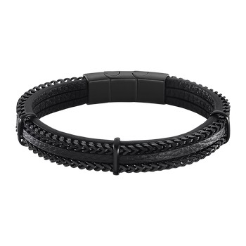 Men Basic Браслет(LS2206-2/1) Мужской браслет Lotus из стали с черным покрытием и вставками из кожи