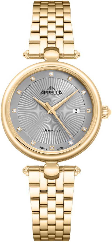 Женские часы Appella Diamond Band L50002.1147DQ Женские швейцарские часы, кварцевый механизм, сталь с покрытием, 31 мм
