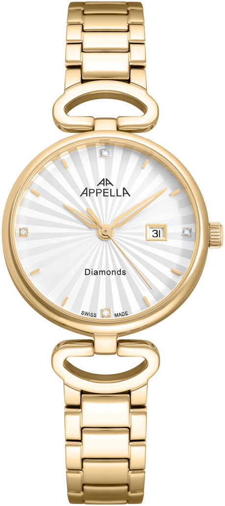 Женские часы Appella Diamond Band L50008.1193DQ Женские швейцарские часы, кварцевый механизм, сталь с покрытием, 31 мм