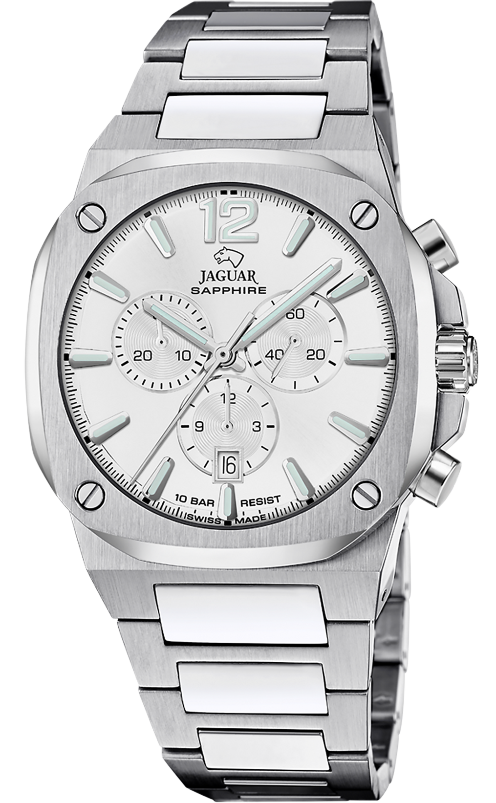 Мужские часы Jaguar ROND CARRE J1025/4 Мужские швейцарские часы, кварцевый механизм, сталь, 43*43 мм