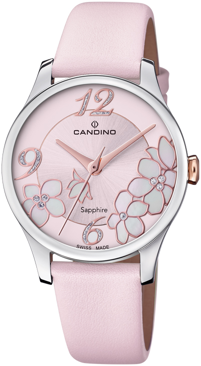Женские часы Candino Lady Elegance Flowers C4720/4 Женские швейцарские часы, кварцевый механизм, сталь, 33,5 мм