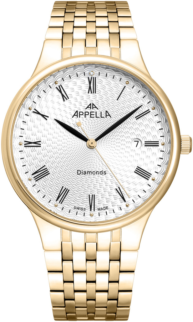 Мужские часы Appella Pairs with Diamonds L12002.1133DQ Мужские швейцарские часы, кварцевый механизм, сталь с покрытием, 41 мм