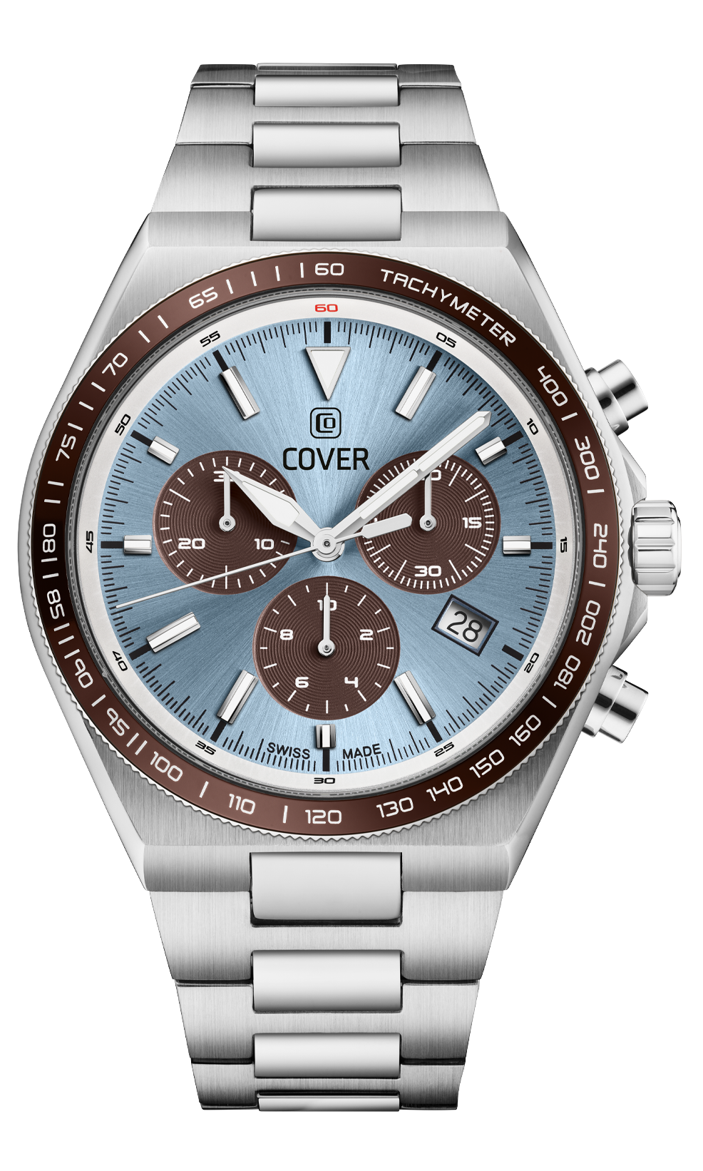 Мужские часы Cover Iconosteel Chrrono CO212.07 Мужские швейцарские часы, кварцевый механизм, сталь, 41 мм