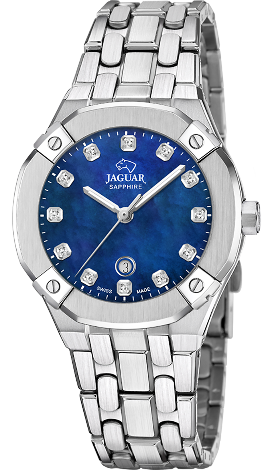 Женские часы Jaguar DIPLOMATIC QUARTZ LADY J1016/6 Женские швейцарские часы, кварцевый механизм, сталь, 35,5 мм