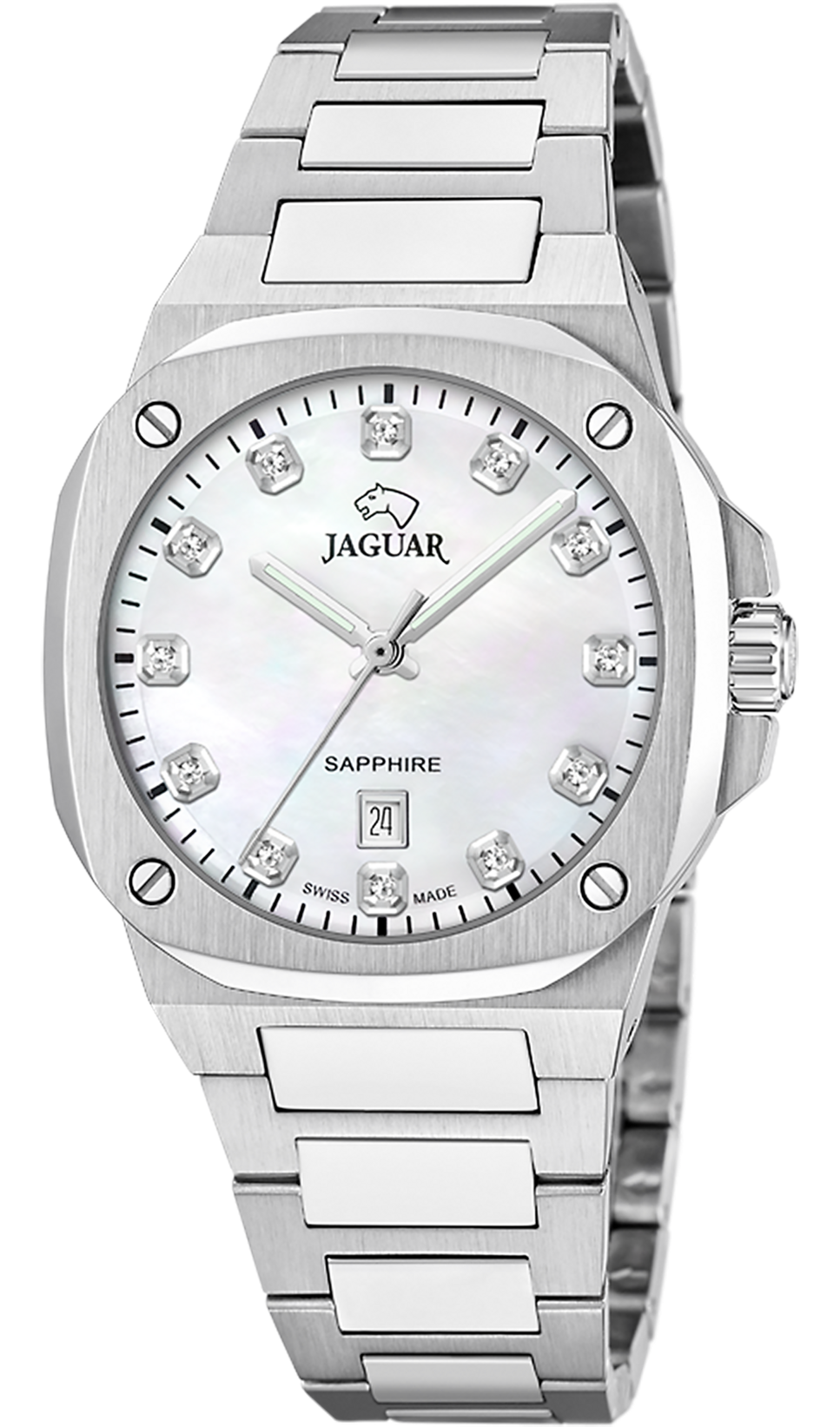 Женские часы Jaguar ROND CARRE J1027/5 Женские швейцарские часы, кварцевый механизм, сталь, 34,3*34,3 мм