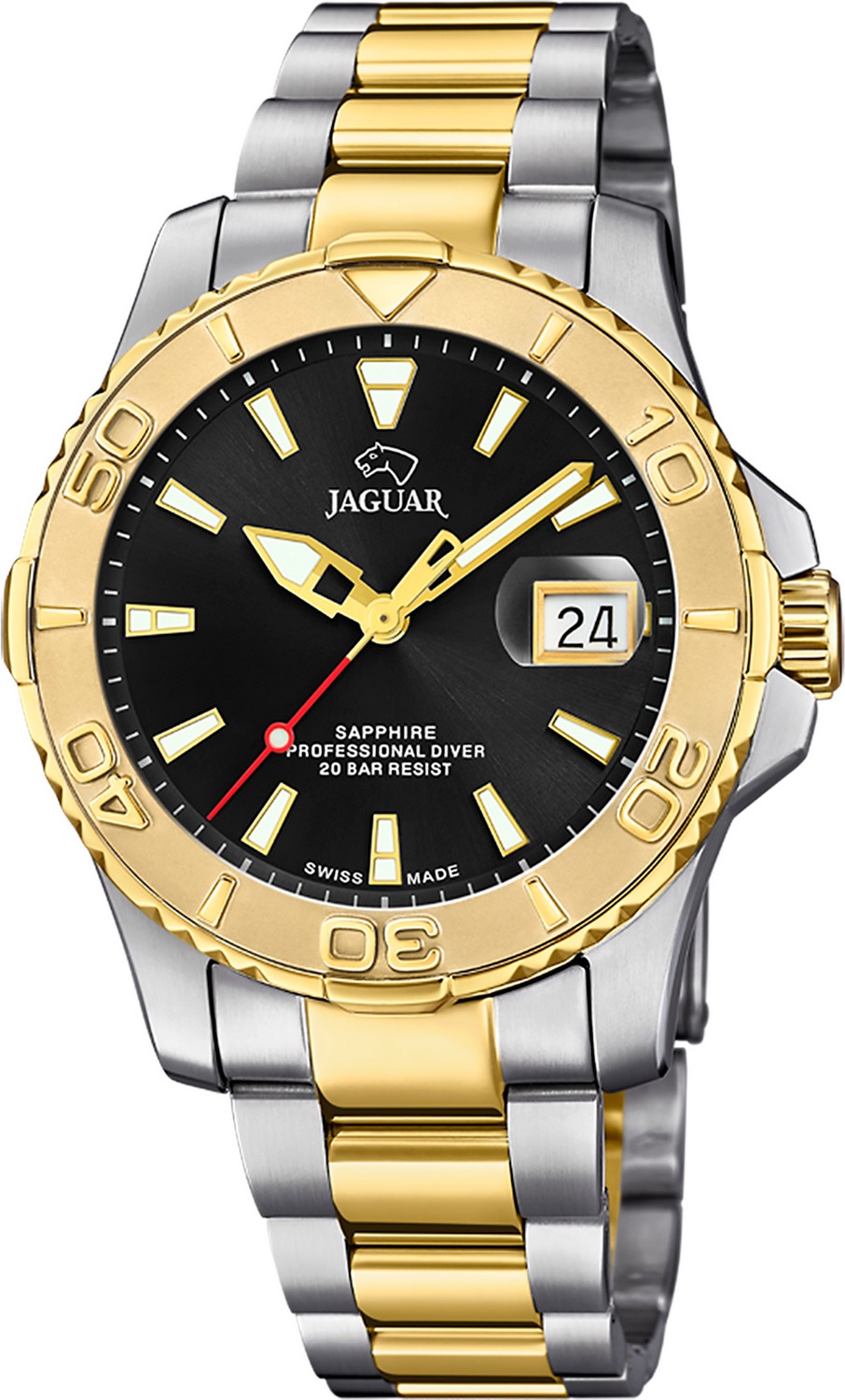 Унисекс часы Jaguar Couple Diver J970/3 Унисекс швейцарские часы, кварцевый механизм, сталь с покрытием, 40 мм