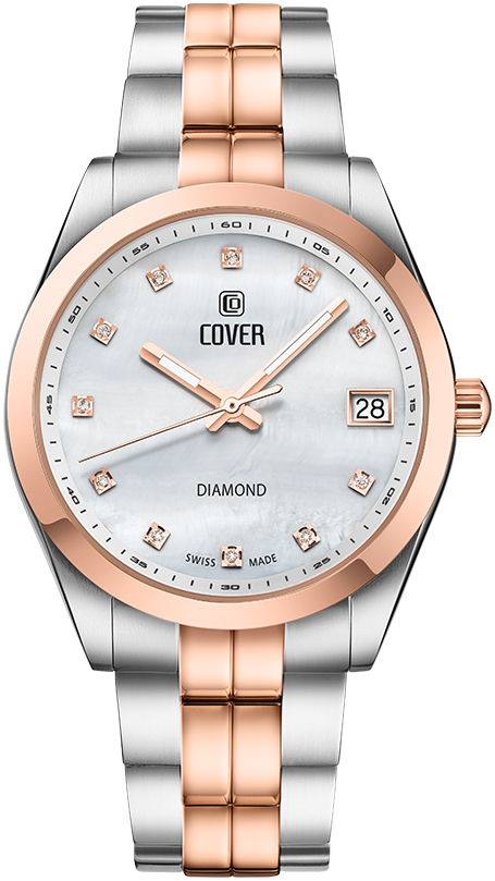 Женские часы Cover Andara Diamond CO210.05 Женские швейцарские часы, кварцевый механизм, сталь с покрытием, 35 мм