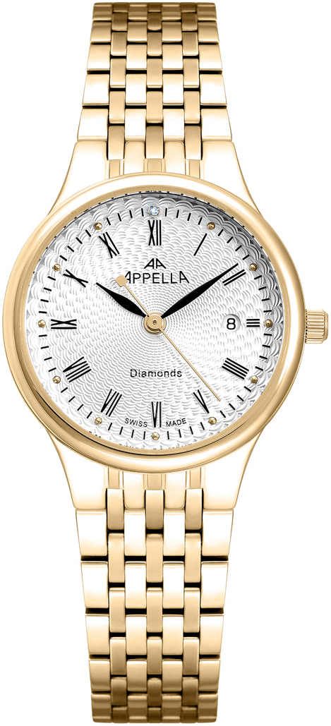 Женские часы Appella Pairs with Diamonds L32002.1133DQ Женские швейцарские часы, кварцевый механизм, сталь с покрытием, 30 мм