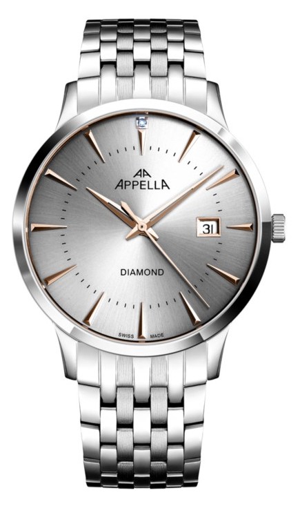 Мужские часы Appella Classic Pairs L12003.51R7DQ  швейцарские часы, кварцевый механизм, сталь, 40 мм