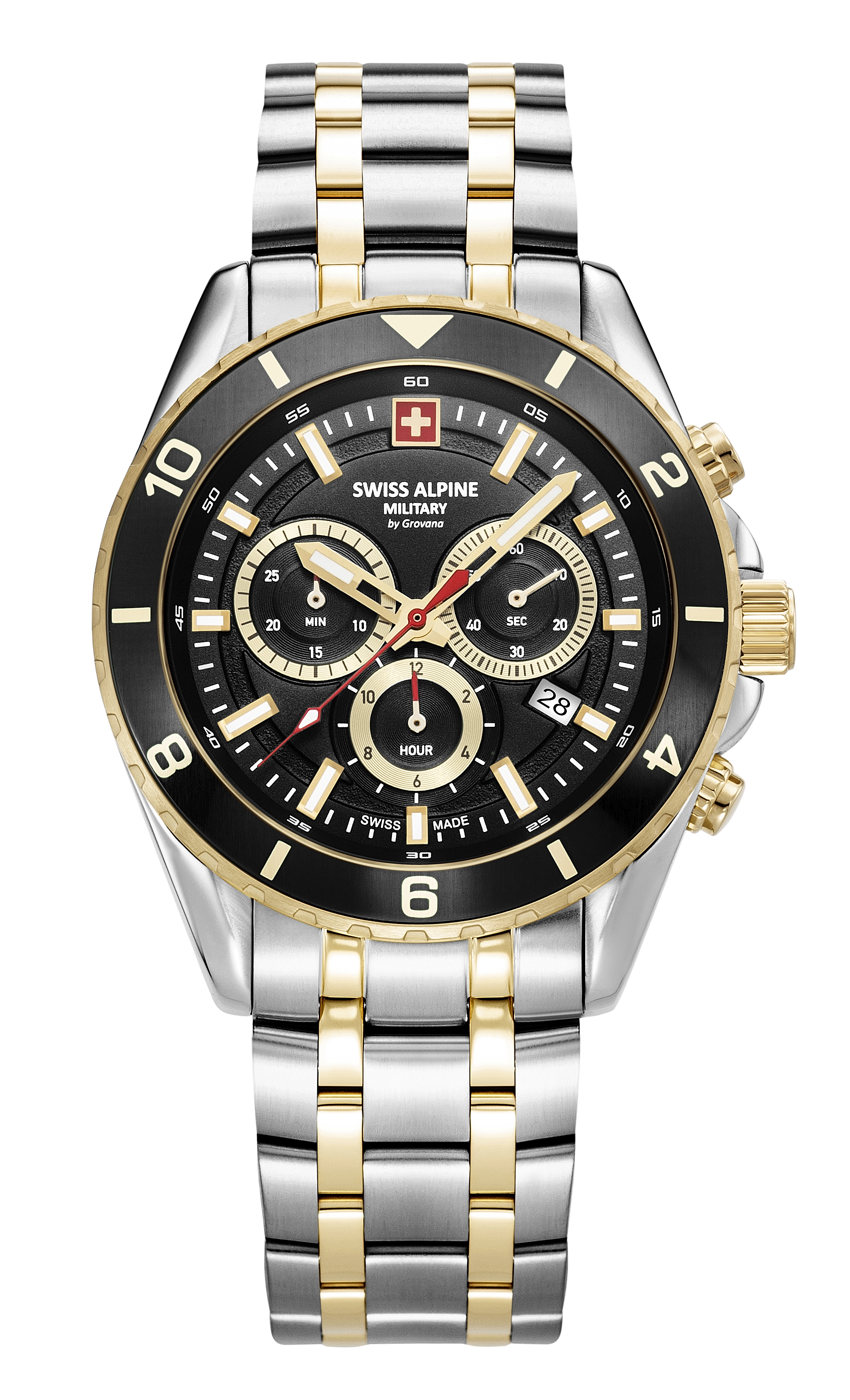 Мужские часы Swiss Alpine Military Sierra Chrono 7034.9147SAM Мужские швейцарские часы, кварцевый механизм, сталь, 43 мм